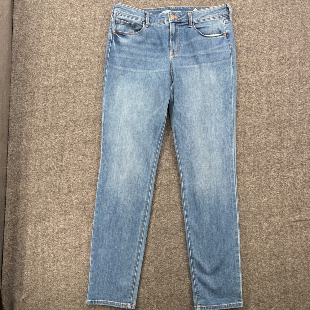 Old Navy Power Straight Jeans Womens 12 Long Blue Medium Wash Stretch Denim